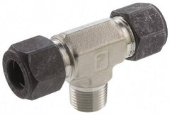 Parker - 1/4" OD, Stainless Steel Male Branch Tee - 1/2" Hex, Comp x Comp x MNPT Ends - Americas Industrial Supply