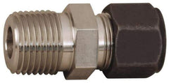 Parker - 1/2" OD, Stainless Steel Male Connector - 13/16" Hex, Comp x MNPT Ends - Americas Industrial Supply