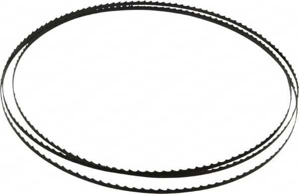Starrett - 4 TPI, 7' 9-1/2" Long x 1/4" Wide x 0.025" Thick, Welded Band Saw Blade - Carbon Steel, Toothed Edge, Raker Tooth Set, Flexible Back, Contour Cutting - Americas Industrial Supply