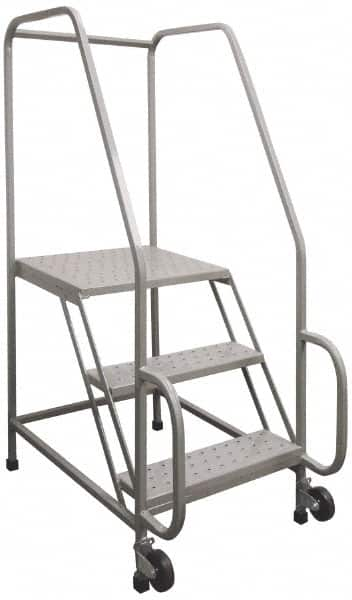 PW Platforms - 5 Step, 77-1/2 Inch Overall Height, Grip Strut Tread, Tilt and Roll Safety Ladder - 300 Lb. Load Capacity, 50 Inch Platform Height, 32 Inch Base Width x 52 Inch Base Depth - Americas Industrial Supply