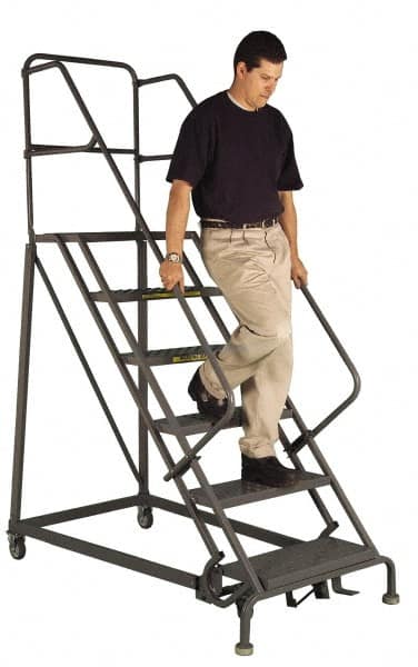 TRI-ARC - 150" 12 Step Ladder - Slope Ladder, 450 Lb Capacity, 120" Platform Height, 34" Base Width x 116" Depth, Perforated Tread - Americas Industrial Supply