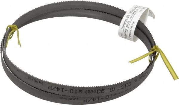 Starrett - 10 to 14 TPI, 5' 4-1/2" Long x 1/2" Wide x 0.035" Thick, Welded Band Saw Blade - Bi-Metal, Toothed Edge, Raker Tooth Set, Contour Cutting - Americas Industrial Supply