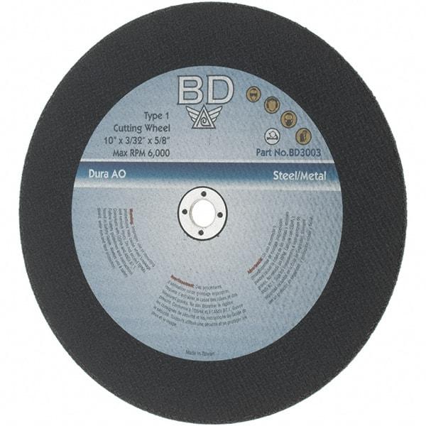 Value Collection - 10" Aluminum Oxide Cutoff Wheel - 3/32" Thick, 5/8" Arbor, 6,000 Max RPM - Americas Industrial Supply