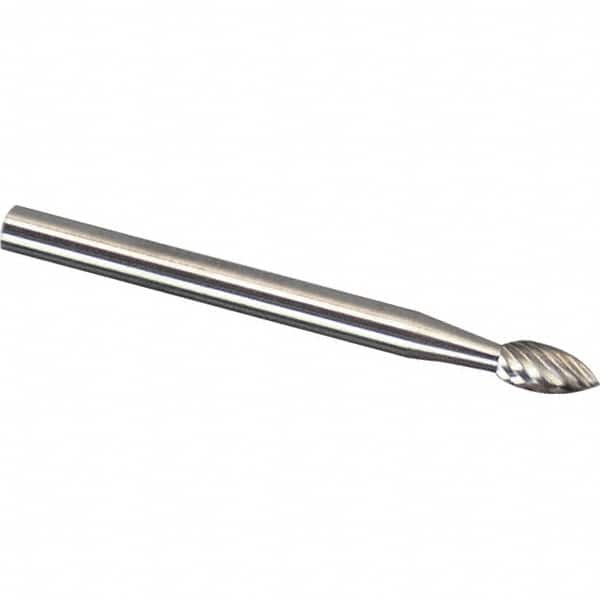 Made in USA - 6mm Cut Diam, 0.2362" Shank Diam, Tree Head Chipbreaker Cut Burr - Carbide, 16mm LOC, 50mm OAL - Americas Industrial Supply
