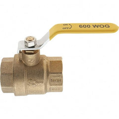 Value Collection - 1-1/4" Pipe, Brass Full Port Ball Valve - 2 Piece, NPT Ends, Lever Handle, 600 WOG, 150 WSP - Americas Industrial Supply