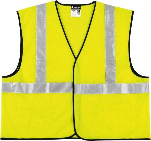 MCR Safety - Size 2XL High Visibility Lime General Purpose Vest - Hook & Loop Closure, 3 Pockets, Polyester - Americas Industrial Supply