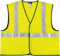 MCR Safety - Size 4XL High Visibility Lime Solid General Purpose Vest - 28.4" Chest, ANSI 107-2015, Hook & Loop Closure, 3 Pockets, Polyester - Americas Industrial Supply