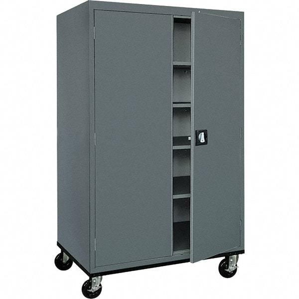 Sandusky Lee - 5 Shelf Mobile Storage Cabinet - Steel, 46" Wide x 24" Deep x 72" High, Charcoal Gray - Americas Industrial Supply