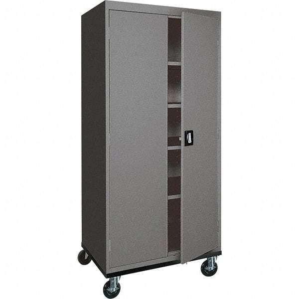 Sandusky Lee - 5 Shelf Mobile Storage Cabinet - Steel, 36" Wide x 24" Deep x 72" High, Charcoal Gray - Americas Industrial Supply