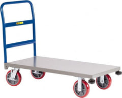 Little Giant - 3,600 Lb Capacity Steel Platform Truck - Steel Deck, 30" OAW, 60" Platform Length, Polyurethane Casters - Americas Industrial Supply