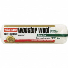 Wooster Brush - 1/2" Nap, 9" Wide Paint Roller - Semi-Rough Texture, Lambswool - Americas Industrial Supply