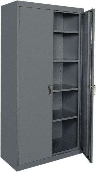 Sandusky Lee - 5 Shelf Locking Storage Cabinet - Steel, 46" Wide x 24" Deep x 78" High, Charcoal Gray - Americas Industrial Supply