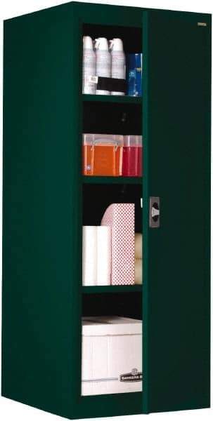 Sandusky Lee - 4 Shelf Locking Storage Cabinet - Steel, 24" Wide x 24" Deep x 60" High, Forest Green - Americas Industrial Supply