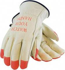 PRO-SAFE - Size 2XL General Protection Work Gloves - For Work & Driver, Uncoated, Slip-On Cuff, Full Fingered, Beige/Orange, Paired - Americas Industrial Supply