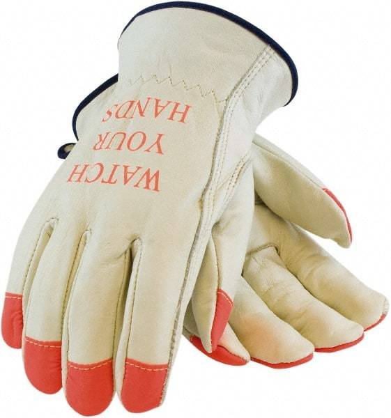 PRO-SAFE - Size XS General Protection Work Gloves - For Work & Driver, Uncoated, Slip-On Cuff, Full Fingered, Beige/Orange, Paired - Americas Industrial Supply