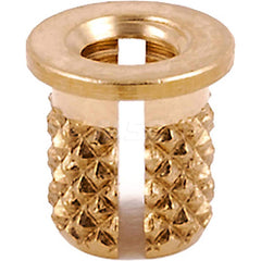 Press Fit Threaded Inserts; Product Type: Flanged; Material: Brass; Drill Size: 0.2190; Finish: Uncoated; Thread Size: M4; Thread Pitch: 0.7; Hole Diameter (Decimal Inch): 0.2190; Insert Diameter: .230; For Use On: Plastic; Overall Length: 0.31; Material