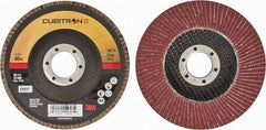 3M - 80 Grit, 4-1/2" Disc Diam, 7/8" Center Hole, Type 27 Ceramic Flap Disc - 13,300 Max RPM, Cloth Backing, Arbor Attaching System, Coated - Americas Industrial Supply