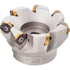 Iscar - 2.37" Cut Diam, 3/4" Arbor Hole, 0.18" Max Depth of Cut, 50° Indexable Chamfer & Angle Face Mill - 4 Inserts, IQ845 SYHU 07.. Insert, Right Hand Cut, Through Coolant, Series DoveIQMill - Americas Industrial Supply