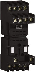 Schneider Electric - 250 Volt, 10 Amp, Flat Relay Socket - DIN Rail Mount, Panel Mount, IP20, Box Lug Mixed Terminal - Americas Industrial Supply