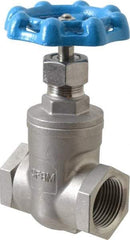 Legend Valve - 1" Pipe, Threaded Stainless Steel Solid Wedge Stem Gate Valve - 600 WOG, 125 WSP - Americas Industrial Supply