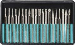Value Collection - 20 Piece Diamond Abrasive Grinding Pin Set - Includes 1-3/4" Diam Long x 1/8" Diam Shank - Americas Industrial Supply