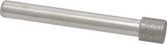 Made in USA - 0.335" Head Diam x 0.315" Head Thickness Diamond (Abrasive) Grinding Pin - 1/4" Shank Diam Fine Grade, 120 Grit - Americas Industrial Supply