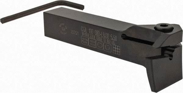 Seco - CGI, External, Left Hand, 1" Max Depth of Cut, 8mm Min Groove Width, Indexable Grooving Tool Holder - LC.. 3008.. Insert Compatibility, 1" Shank Height, 1" Shank Width, 6" OAL - Americas Industrial Supply