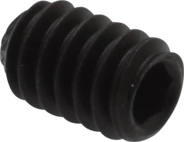 Value Collection - 1/4-20 UNC, 3/8" OAL, Knurled Cup Point Set Screw - Grade 8 Alloy Steel, 1/8" Key - Americas Industrial Supply
