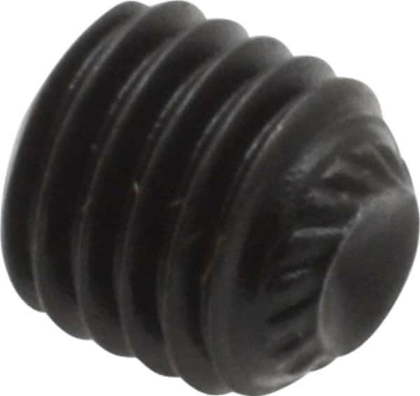 Value Collection - 1/4-28 UNF, 1/4" OAL, Knurled Cup Point Set Screw - Grade 8 Alloy Steel, 1/8" Key - Americas Industrial Supply