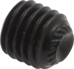 Value Collection - 1/4-28 UNF, 1/4" OAL, Knurled Cup Point Set Screw - Grade 8 Alloy Steel, 1/8" Key - Americas Industrial Supply
