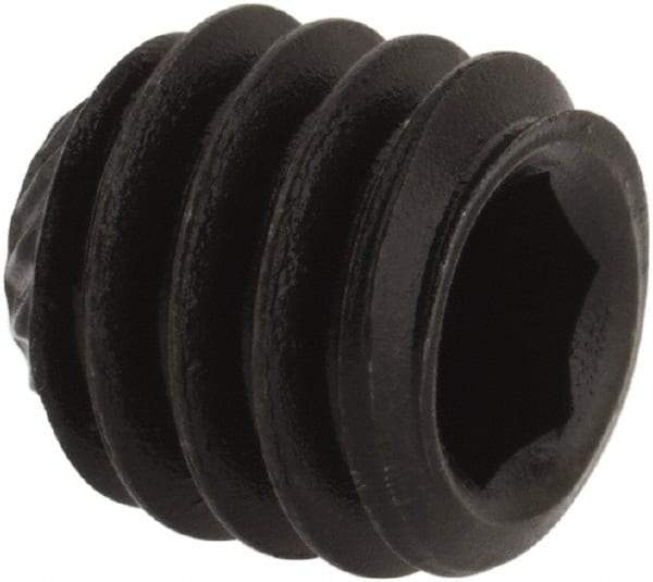 Value Collection - 5/16-18 UNC, 5/16" OAL, Knurled Cup Point Set Screw - Grade 8 Alloy Steel, 5/32" Key - Americas Industrial Supply