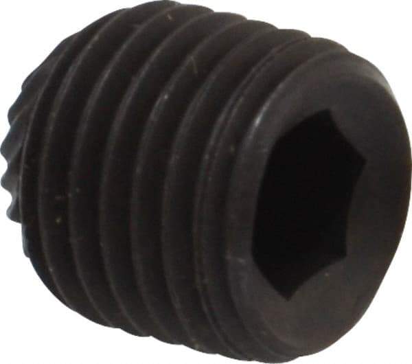 Value Collection - 3/8-24 UNF, 3/8" OAL, Knurled Cup Point Set Screw - Grade 8 Alloy Steel, 3/16" Key - Americas Industrial Supply