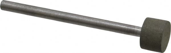 Made in USA - 3/8" Head Diam x 1/4" Head Thickness CBN Grinding Pin - 1/8" Shank Diam x 1-3/4" Shank Length, Very Fine Grade, 150 Grit - Americas Industrial Supply