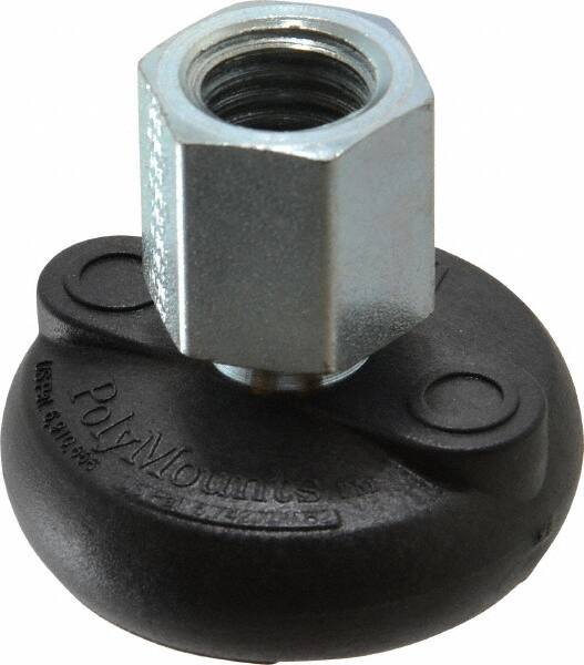 Gibraltar - 4000 Lb Capacity, 5/8-11 Thread, 1-5/8" OAL, Steel Stud, Tapped Pivotal Socket Mount Leveling Mount - Material Grade 1214, 2" Base Diam, Steel Pad - Americas Industrial Supply