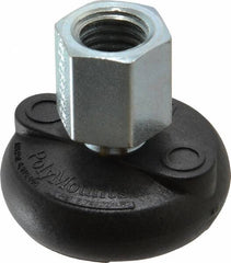 Gibraltar - 4000 Lb Capacity, 5/8-11 Thread, 1-5/8" OAL, Steel Stud, Tapped Pivotal Socket Mount Leveling Mount - Material Grade 1214, 2" Base Diam, Steel Pad - Americas Industrial Supply