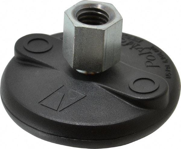 Gibraltar - 5000 Lb Capacity, 5/8-11 Thread, 1-5/8" OAL, Steel Stud, Tapped Pivotal Socket Mount Leveling Mount - Material Grade 1214, 3" Base Diam, Steel Pad - Americas Industrial Supply