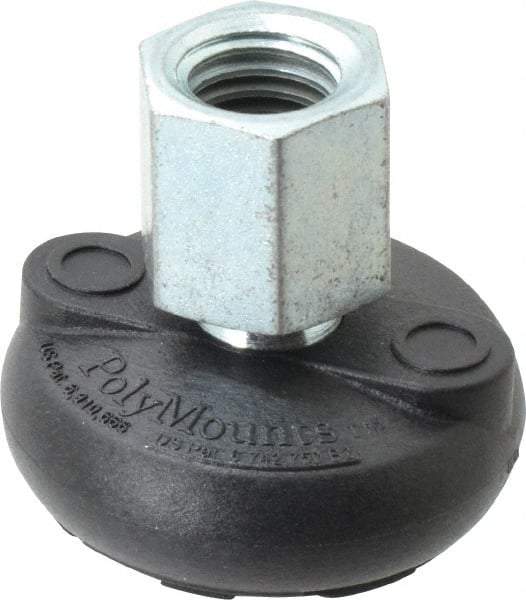 Gibraltar - 4000 Lb Capacity, 5/8-11 Thread, 1-5/8" OAL, Steel Stud, Tapped Pivotal Socket Mount Leveling Mount - Material Grade 1214, 2" Base Diam, Elastomer Pad - Americas Industrial Supply