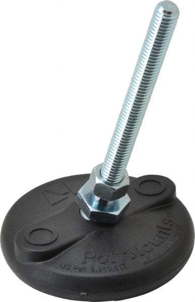 Gibraltar - 3/8-16 Bolt Thread, Studded Pivotal Stud Mount Leveling Pad & Mount - 5,000 Max Lb Capacity, 3" Base Diam - Americas Industrial Supply