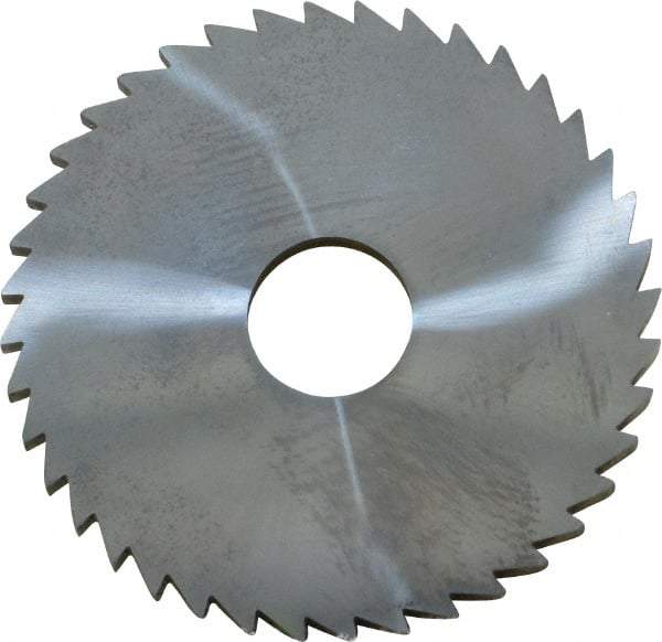 Made in USA - 2" Diam x 1/8" Blade Thickness x 1/2" Arbor Hole Diam, 40 Tooth Slitting and Slotting Saw - Arbor Connection, Right Hand, Uncoated, Solid Carbide, 5° Rake, Concave Ground - Americas Industrial Supply