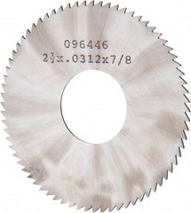 Made in USA - 2-1/2" Diam x 0.0313" Blade Thickness x 7/8" Arbor Hole Diam, 72 Tooth Slitting and Slotting Saw - Arbor Connection, Solid Carbide, Concave Ground - Americas Industrial Supply