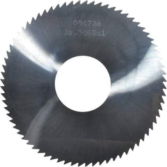 Made in USA - 3" Diam x 0.0468" Blade Thickness x 1" Arbor Hole Diam, 72 Tooth Slitting and Slotting Saw - Arbor Connection, Right Hand, Uncoated, Solid Carbide, 5° Rake, Concave Ground - Americas Industrial Supply