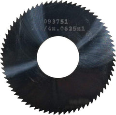 Made in USA - 2-3/4" Diam x 1/16" Blade Thickness x 1" Arbor Hole Diam, 72 Tooth Slitting and Slotting Saw - Arbor Connection, Uncoated, Solid Carbide, Concave Ground - Americas Industrial Supply