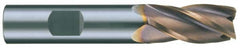 Corner Chamfer End Mill: 0.625″ Dia, 1.25″ LOC, 4 Flute, 0.009 to 0.011″ Chamfer Width, Solid Carbide 3-1/2″ OAL, 5/8″ Shank Dia, 30 ° Helix, AlTiN Coated, Centercutting
