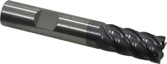 RobbJack - 1/2", 6 Flute, Single End, Solid Carbide, 0.0060 - 0.0090" Corner Radius End Mill - 3" OAL, 40° Helix, Right Hand Flute, 1" LOC, Right Hand Cut - Americas Industrial Supply