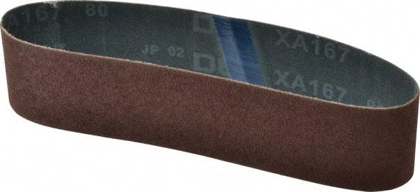 Made in USA - 2" Wide x 18-15/16" OAL, 80 Grit, Aluminum Oxide Abrasive Belt - Aluminum Oxide, Medium, Coated - Americas Industrial Supply