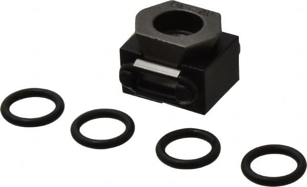 Mitee-Bite - 2,000 Lb Holding Force Single Vise Wedge Clamp - 0.79" Wide x 0.59" Deep x 3/7" High Base, 48 to 52 HRC, 0.79 to 0.98" Jaw Spread, 7 Lb/Ft Torque, 10-32 Screw Thread - Americas Industrial Supply