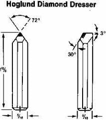 Made in USA - 0.025" Single Point Diamond Dresser - 1-1/2" Long x 5/16" Shank Diam, 72° Included Angle - Americas Industrial Supply