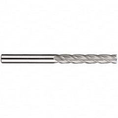 SGS - 1/4", 1-1/2" LOC, 1/4" Shank Diam, 4" OAL, 4 Flute, Solid Carbide Square End Mill - Single End, TiN Finish, Spiral Flute, 30° Helix, Centercutting, Right Hand Cut, Right Hand Flute, Series 1EL - Americas Industrial Supply