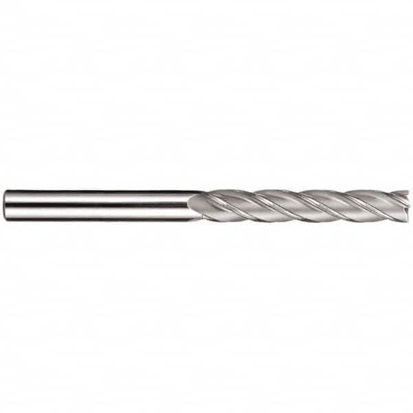 SGS - 5/8", 3" LOC, 5/8" Shank Diam, 6" OAL, 4 Flute, Solid Carbide Square End Mill - Single End, TiN Finish, Spiral Flute, 30° Helix, Centercutting, Right Hand Cut, Right Hand Flute, Series 1EL - Americas Industrial Supply