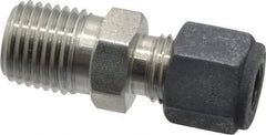 Parker - 1/4" OD, Stainless Steel Male Connector - 9/16" Hex, Comp x MNPT Ends - Americas Industrial Supply
